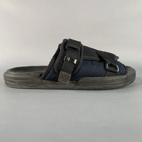 VISVIM Size L Christo Black Nylon Wrap Sandals