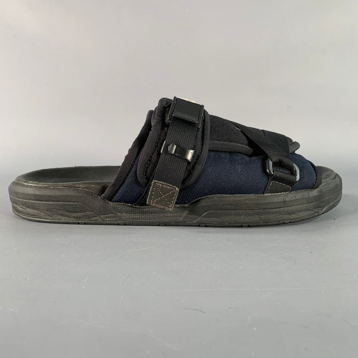 VISVIM Size L Christo Black Nylon Wrap Sandals