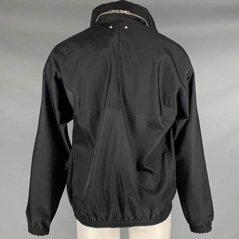 LOUIS VUITTON Size 40 Black Monogram Polyamide Hidden Hood Reversible Jacket