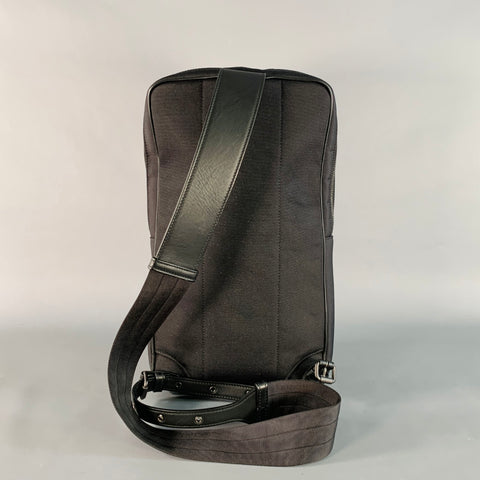 BOTTEGA VENETA Intrecchiato Black Woven Nylon Leather Crossbody Sling Bag