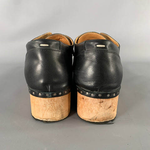 MAISON MARTIN MARGIELA Size 11 Black Leather Lace Up Shoes