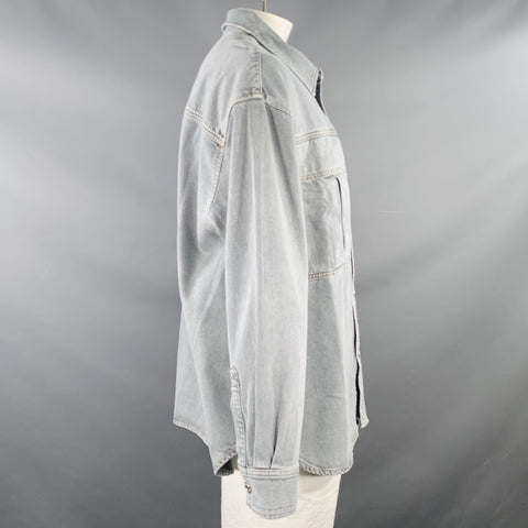 Chemise AGOLDE Taille XL Gris Coton Denim Deux Poches Boutons Pression Manches Longues