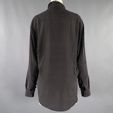 Chemise à nœud PLAN C en soie à pois noirs et blancs taille M