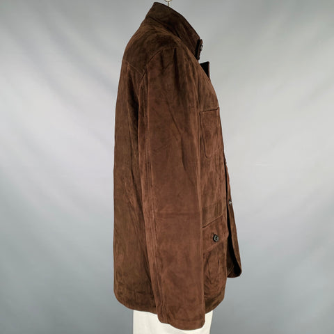TAYLORBYRD Size XXL Brown Suede Zip Up Jacket