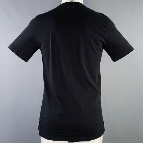 PAUL SMITH Size S Black Purple Print Cotton Short Sleeve T-shirt