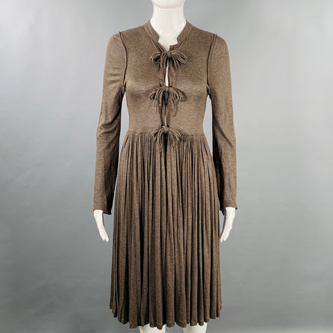 stella mccartney pleated dress Stella McCartney Black Midi Sheer and Pleated Lace Dress Size: 38