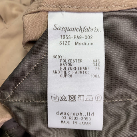 SASQUATCHfabrix Pantalon décontracté taille haute en sergé de polyester mélangé beige taille M