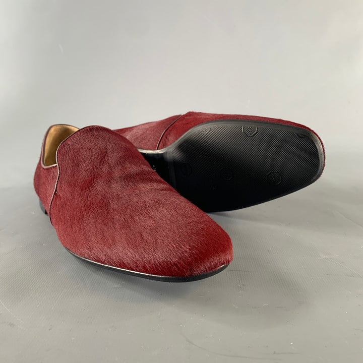 THE ROW Size 8 Burgundy Pony Hair Loafer Flats