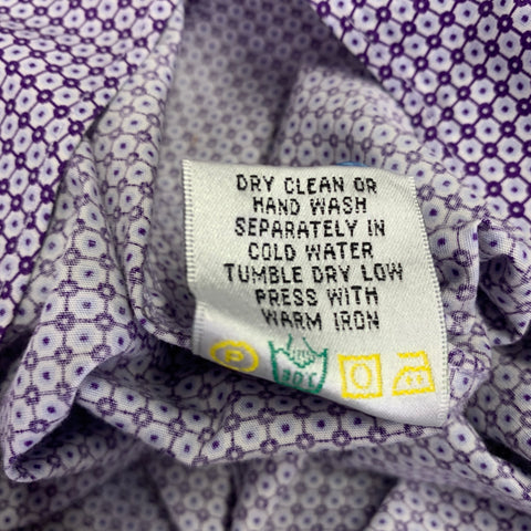 BUGATCHI Size M Purple White Dots Cotton Long Sleeve Shirt