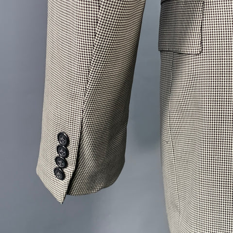 RALPH LAUREN Size 40 Regular Black Grey Houndstooth Wool Notch Lapel Suit