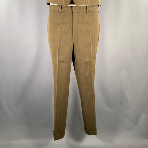 O'CONNELL'S Size 44 Long Brown Wool Notch Lapel Suit