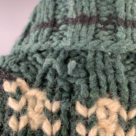 RRL by RALPH LAUREN Size M Green Cream Geometric Wool Blend Shawl Collar Sweater