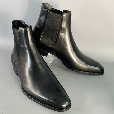 SAINT LAURENT Size 11.5 Black Leather Ankle Chelsea Boots