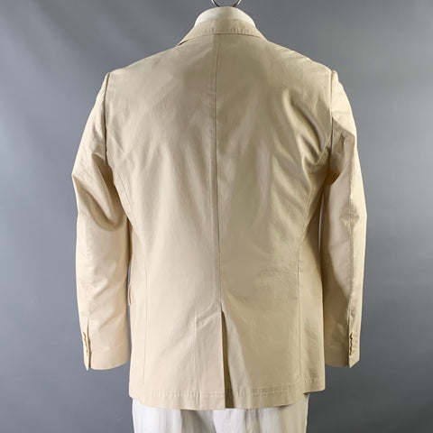DRIES VAN NOTEN Size 42 Ivory Solid Cotton Notch Lapel Sport Coat