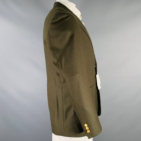 MR. GENTLEMAN Size 42 Green Wool Notch Lapel Sport Coat