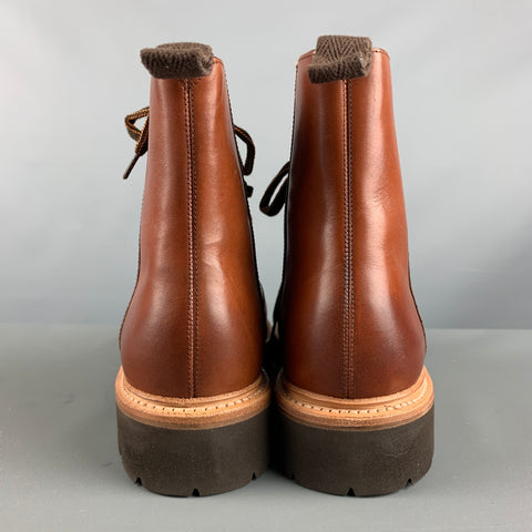 GRENSON Size 7 Brown Leather Lace Up Boots