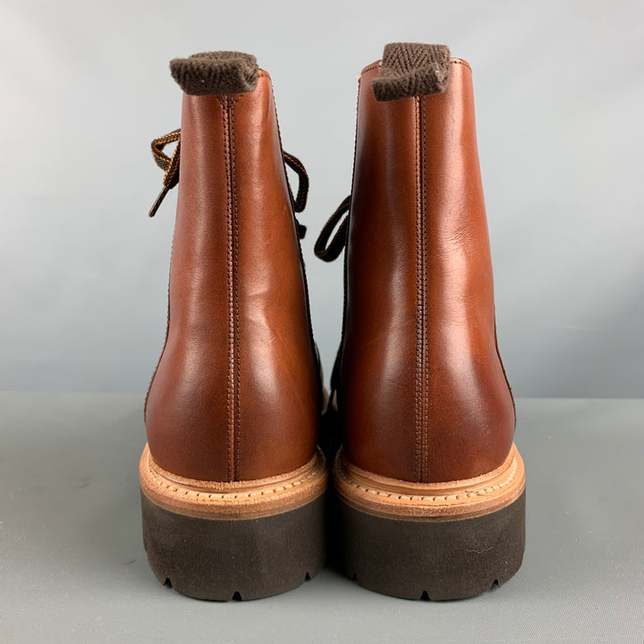 GRENSON Botas con cordones de cuero marrón talla 7