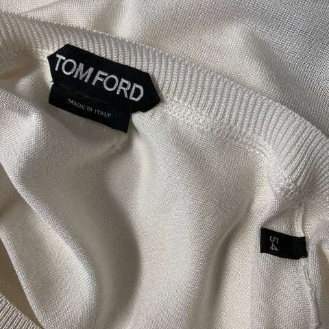 TOM FORD Size XL White Knitted Silk Cupro Hanley Pullover