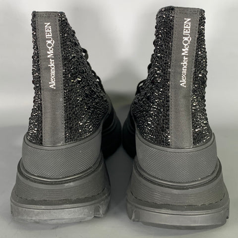 ALEXANDER MCQUEEN Size 10 Black Studded Leather Lace Up Boots