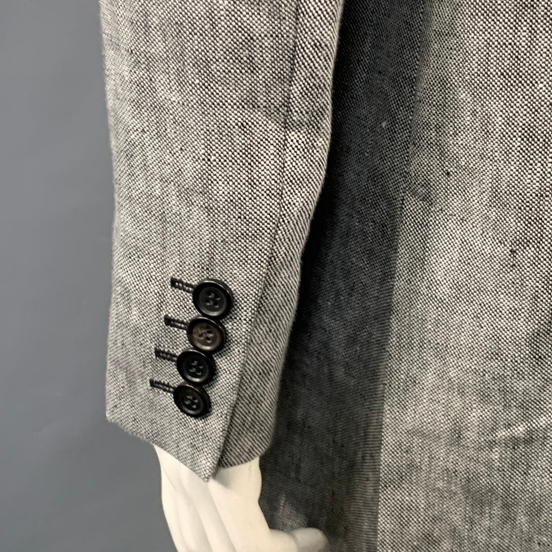 MAX MARA Size 12 Grey Heather Linen Notch Lapel Jacket Blazer