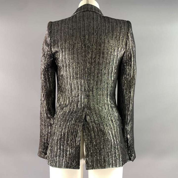 ISABEL MARANT Size 2 Black Silver Viscose Polyester Jacket