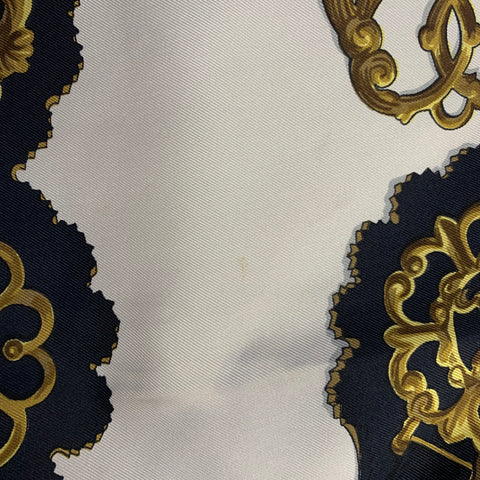 HERMES 1963 Cuivreris Red Gold White Black Horses Silk Twill Scarf