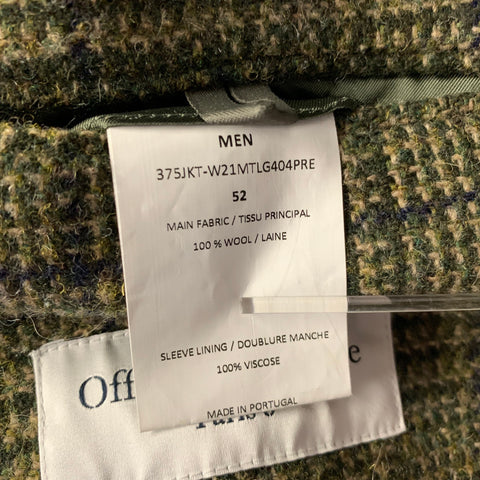 OFFICINE GENERALE Size 42 Green Tan Tartan Wool Notch Lapel Sport Coat