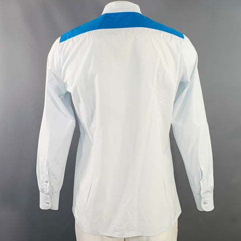 RAF SIMONS Size 42 Light Blue Aqua Cotton Button Down Long Sleeve Shirt