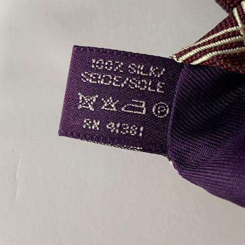 RALPH LAUREN Burgundy White Checkered Silk Tie