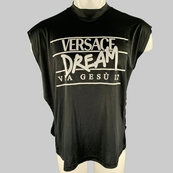 VERSACE Size M Black Print Muscle T-shirt