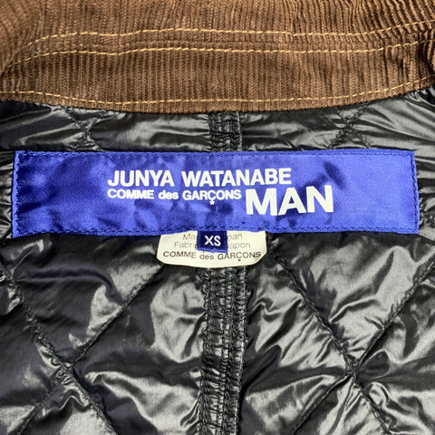 JUNYA WATANABE 2009 Size XS Black Brown Quilted Nylon Corduroy Jacket