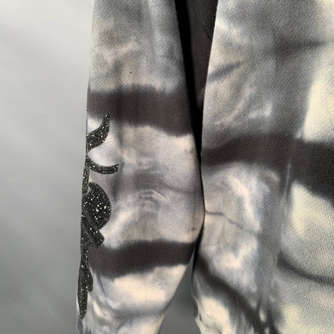 AMIRI Size S Grey Black Tie Dye Glitter Applique Cotton Crew Neck Sweatshirt