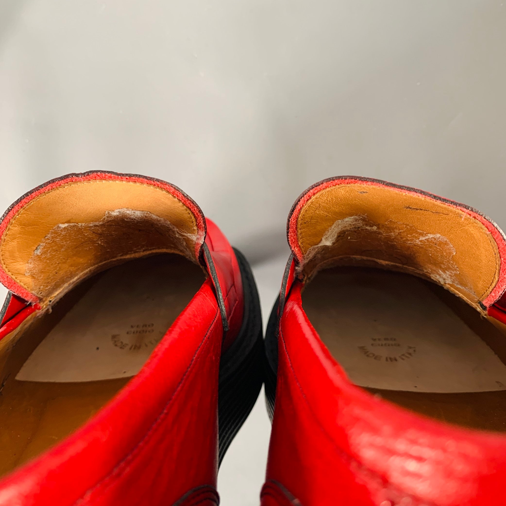 MARNI Size 7 Red Black Leather Platform Penny Loafers – Sui