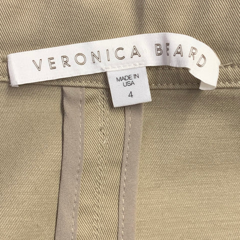 VERONICA BEARD Size 4 Tan Black Cotton Blend Contrast Trim Zip Snaps Twill Jacket