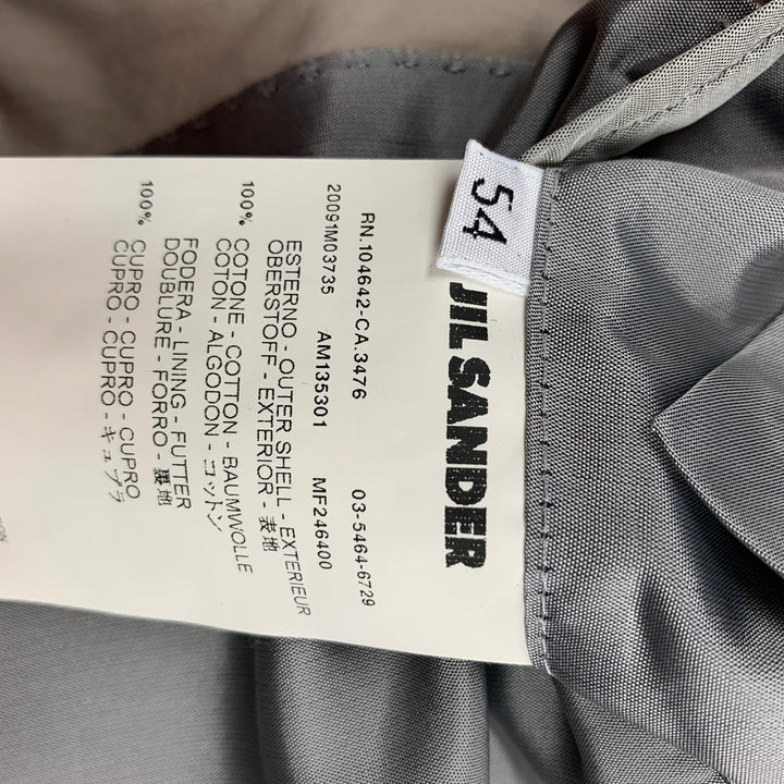 JIL SANDER Size 44 Khaki Cotton Notch Lapel Suit