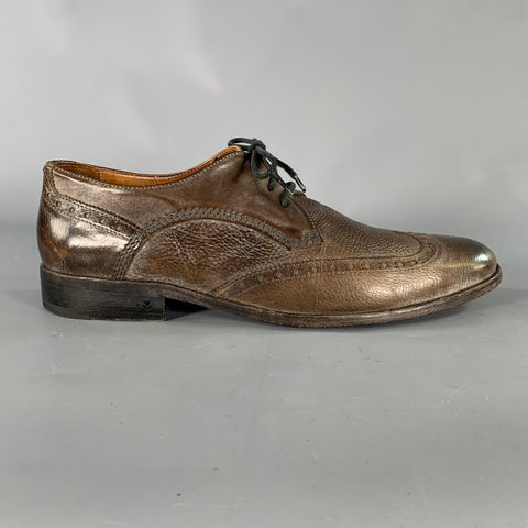 JOHN VARVATOS Size 9.5 Brown Wingtip Leather Oxford Lace Up Shoes