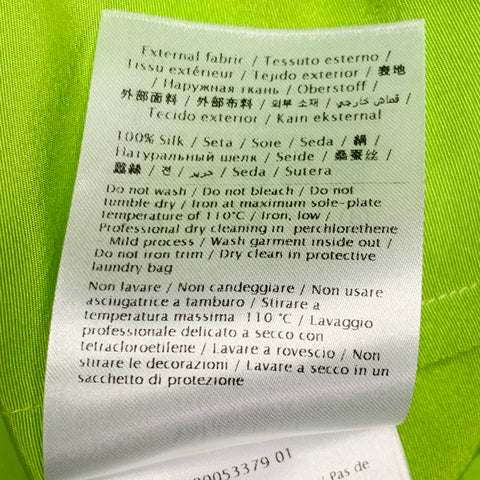 MAISON VALENTINO 2022 Size S Neon Green White Silk One Pocket Oversized Camp Shirt