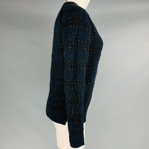 3.1 PHILLIP LIM Size S Black Gold Wool Blend Knit Leather Buckle Sweater