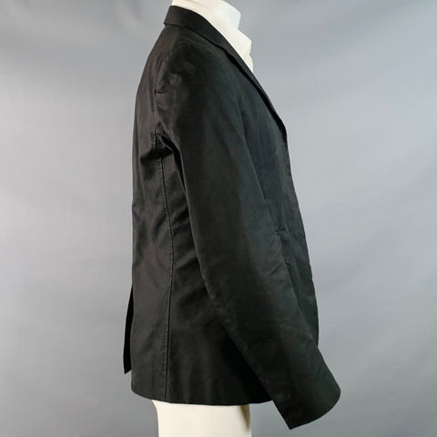 DSQUARED2 Size 40 Black Studded Cotton Blend Studded Notch Lapel Open Front Sport Coat