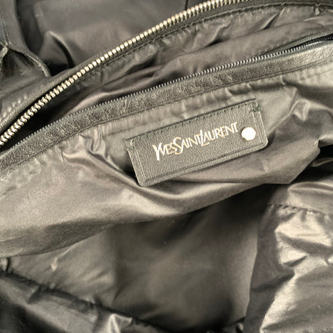 YVES SAINT LAURENT Black Quilted Leather Trim Nylon Bag
