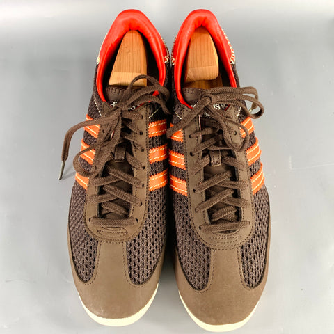 WALES BONNER Size 12 Brown Orange Mesh Nylon Lace-Up Sneakers