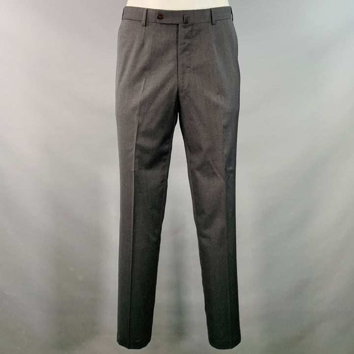 ISAIA Size 42 Regular Grey Wool Twill Notch Lapel Suit
