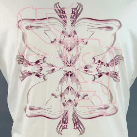 GIVENCHY 2020 Size M Lunar New Year White Pink Rat Print Cotton Crew Neck T-shirt