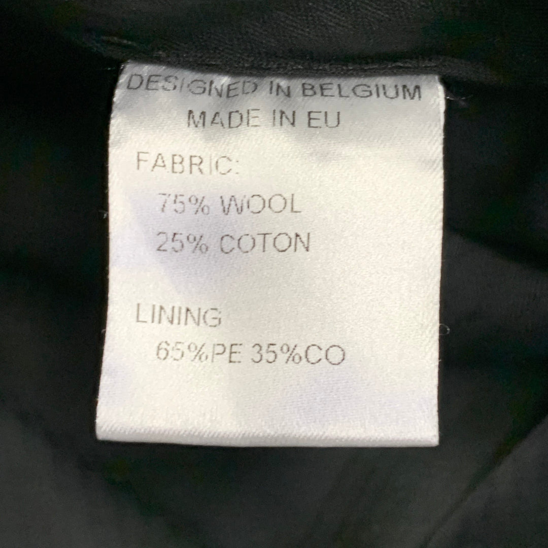 WALTER VAN BEIRENDONCK SS17 Size 42 Long Green Black White Wool Cotton Stripe Suit