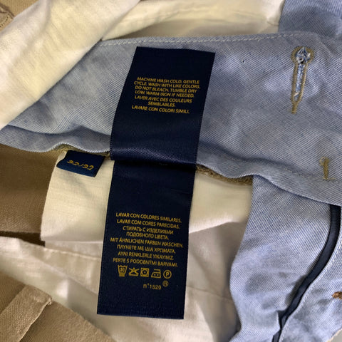 RALPH LAUREN Size 32 Brown Khaki Solid Linen Flat Front Dress Pants