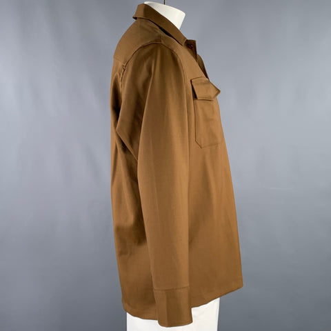 CMMN Size 44 Brown Wool Worker Long Sleeve Shirt