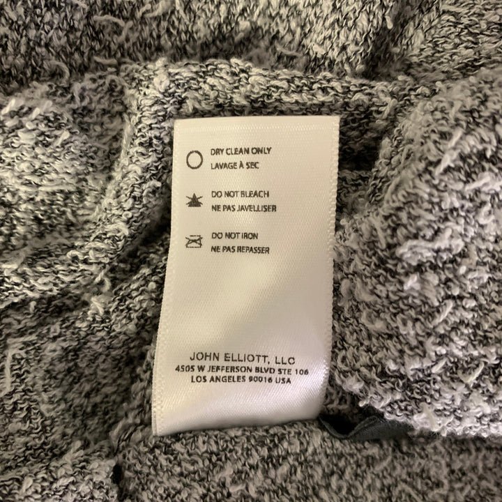 JOHN ELLIOTT Size L Grey Black Textured Cotton Nylon Boat Neck Pullover