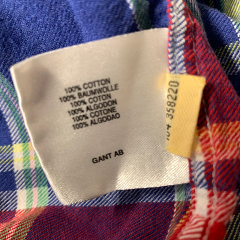 GANT Size XL Blue Yellow Plaid Cotton Button Down Long Sleeve Shirt