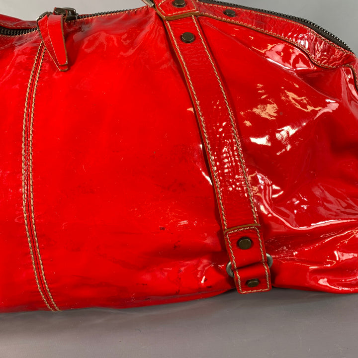 LANVIN Vintage Red Patent Leather Overnight Handbag