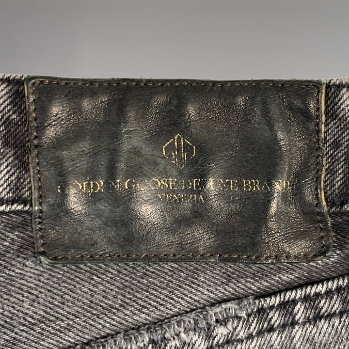 GOLDEN GOOSE Size M Grey Cotton Tapered Distressed Jeans